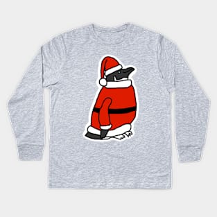 Cute Penguin dressed in Christmas as Santa Kids Long Sleeve T-Shirt